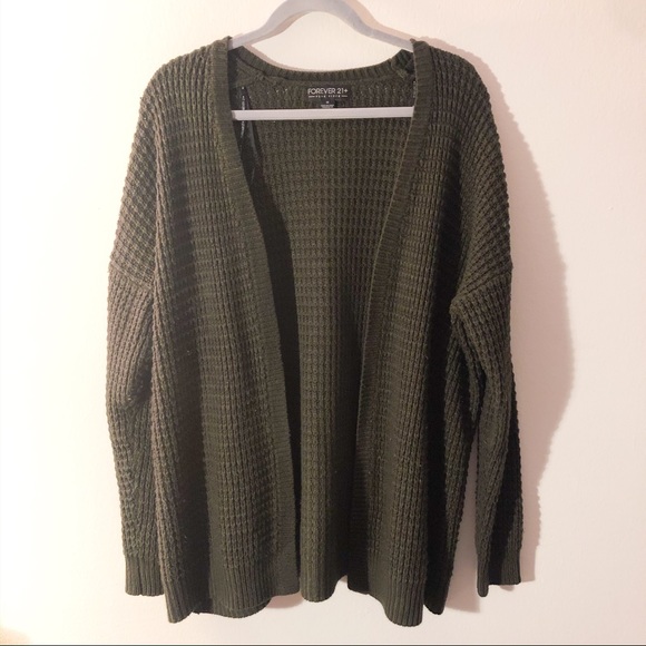 Forever 21 Sweaters - Olive Green Sweater Cardigan Forever 21 Plus Size